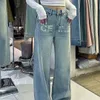 Femmes Denim Jeans Logo Logo Imprimé de luxe Ramines Diamants patchés Loose Loose Ligne haute taille Long Desinger pantalon pantalon Smlxl