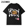 Men's T Shirts ZAZOMDE Paper Bag Man Print Tshirt Women Men Cotton Summer High Quanlity Harajuku O-neck Tops Unisex Oversized Streetwear