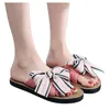 Slippers Women's's Summer Fashion Bow Design Fabric Home Outdoor Antid Slip Beach Flat Bottom Zapatos Mujer 2024 Tendencia