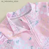 One-Pieces Cute ruffled floral baby swimsuit childrens beach suit summer long sleeved zippered jumpsuit childrens swimsuit Q240418