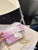 24c gradient moda damska torba na ramię skórzana klapka diamentowy złoty sprzęt metalowy cc klamra luksusowa torebka Matelasse łańcuch crossbody torebki makijażu 20 25 cm