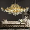 Candeliers American Round Round Lustelier Crystal Light Gold Living Room Decoration El LED LED YX456TB