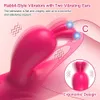 Rabbit Vibrator for Women Vagina GSpot Nipple Clitoris Stimulator Thrusting Telescopic Rotating Dildo Adult Sexy Toys 240403