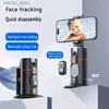 Selfie Monopods Rastreamento automático portátil portátil all-in-one smart slowie stick 360 montagem de rotação para telefone vigo Vlog Live Streaming Y240418