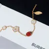 Brand charm Van Ladybug Bracelet Womens High Version Clover Beetle Plated 18k Rose Gold Lucky