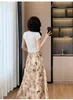 Robes de travail Vintage Summer Chinese Style Two Piece Set Femmes O Col Crop Crop