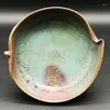 Decorative Figurines Chinese Song Kiln Jun Celadon Porcelain Peach Shape Brush Washer Bowl 5.5 Inch