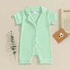 Baby Pajamas Romper Boys Girls Sleepwear Short Sleeve Lapel Jumpsuit born Infant Casual Homewear Clothes Summer 240418