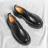 Casual Shoes Comfort Men Oxford Leather British Style Men's Office Work Formal Business Lace-up Thick Soled Party