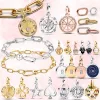 925 Sterling Silver Fit Women Charms Bracelet Perles Charm Me Heart Styling Double Link