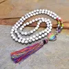 Colares pendentes Rainbow Stones naturais Chakra em forma de coração OM Charm Tassel Colar Women 108 Mala Rosário Jóias de Jóias