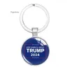 Keychain Trump 2024 Pendiente KeyRign Save America Again Time Gem Keychains Regalos de Navidad Cadena de teclas S 0418