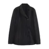 Taop Za Frühes Springprodukt Womens Fashion Double Breasted Fine Striped Anzug Mantel hohe Taille Slim Hosen Set 240326
