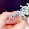 Stud Earrings Chic 1 Carat Bling Crystal Zircon Diamonds Gemstones For Women White Gold Silver Color Jewelry Fashion Accessories