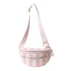 Bolsas de cintura Stripe vertical elegante Pacote de fã de couro para mulheres Bolsa de lazer fêmea pacote feminino Lady Wide Crossbody Cheat