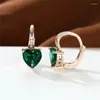 Orecchini schienali cristallini cristallini femminile zircone verde clip vintage oro color love cuore gioielli da sposa per donne