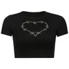 Dames t shirts dames t-shirt mode afdrukbrief crop tops harajuku gothic tee y2k casual korte mouw top slank sexy streetwear