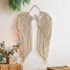 Tapisserier Macrame Woven Bohemian Wall Hanging Tapestry Handmade Angel Wing Handicraft Art Home Apartment Dorm Room Decoration Gift