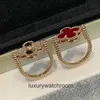 Anelli di gioielli di fascia alta per Vancleff Womens Nuova tavola trifoglio trifoglio a doppia faccia a doppia parte a doppio fiori a doppio fiori laser agata 18k in oro rosa anello a doppia faccia a doppio lato logo