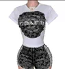 Desinger nieuwe zomer dames trendy tracksuits 2-delige sets t-shirt en shorts korte mouwen geprinte top en casual kleding