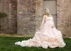 ROSE PINK MATERNITY Long Cloud sans bretelles Robes de mariée enceintes Luxury Long Train Plus taille Boue Bridal Robes de mariée country occidental