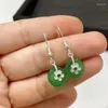 Boucles d'oreilles en peluche en gros 925 aiguille en argent incrustée - Chalcédoine blanche National Style Jade Green Agate Boulènes d'oreilles