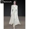 Sukienki swobodne Ilyboojun Projektant mody Spring Summer Women Sukienka V-duth Bamboo Bamboo Print Crystal Chinese Style