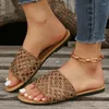 Hausschuhe Frauen weben Sewing Ladies Casual Beach Schuhe Frau Komfort Flats weibliche Sommerschuhe plus Größe Frauenrutschen