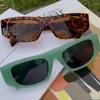 Sonnenbrille Vintage rechteckige Y2K Frauen Retro Futuristische Sonnenbrille Männer 2000er Jahre grüner Leoparden grauer Mode dekorativ