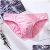 Underpants 5pcs Mens Underwear Brief maschili Solidi per brevi mutandine di cotone ADT Bikini Pant y Slip Hombre 1805 230420 Delivery Delivery Dhxip