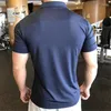 Herrpolos män t-shirt vanlig man med krage tee blå polo skjortor muskler toppar ingen logo gym grossist casual kläder 2024 elastic