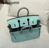 Feito artesanal 7A Bolsa Bokns Bikns Genuine Mint Green Pearl Grey Mist Faced Crocodile Skin 25cm Womens HandseWnutpm