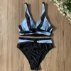 Swimwear femminile sexy Blue Bikini 2024 con costume da bagno ad alta vita femminile Bikini set di bikini a nuoto per nuotare per la piscina da bagno