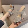 Slippers 2024 Été Femmes 12cm Hauts clairs High Talons 3cm Pumps Pumps Luxury Diamond Square Toe Localiers Chaussures en argent de boîte de nuit