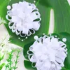 Hårtillbehör NCMAMA 2st/Set Korean Grosgrain Ribbon Flower Clips For Woman Girls Cute Pearl Bow Hairpin Elastic Bands