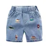 Baby Boy Shorts Jeans Summer Boys Printing Denim Cotte Casual Kids Short Pants для детских брюк 2-8 лет одежда 240418