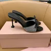 Sandaler Casual Lady Summer Women Shoes Black Rhinestone Crystal High Heels Open Toe Prom Evening Zapatos Mujer Slipper
