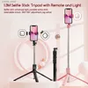 Selfie monopodes Stick Selfie Bluetooth sans fil avec une lumière à la LED Dote détachable Rotation 360 pour tous les téléphones Trépied en direct Y240418