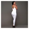 Kvinnors jumpsuits rompers womens bodysuit kvinnor y Sling Lowcut Stretch Tight Long Woman Pants Casual ärmlös flängd mager ju dhv9y