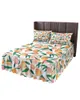 Saia de cama pêssego flores folhas frutas aquarela elástica colaborada colaboração com travesseiros colchão capa de cama folha de cama