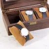 Watch Boxes 10-Bit Light Luxury High-Grade Storage Box Manufacturer Brown Retro Wood Grain Leather Organizer Glasses Case