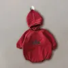 Milancel Christmas Baby Bodysuit Hat Infant Fleece voering Kerstboom Gedrukte peuter Jaar kleding 240411