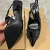 Dames Black Leather Hoge Heel Sexy Pointed Teen Heeled Slingback Shoes 2024 Autumn Ladies Office Pumps Casual Shoes 240402