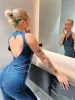 Kvinnor Jumpsuits Rompers Taruxy Backless Heart Cutout Bodycon Jumpsuit för kvinnor Casual ärmlös Slim Onepiece Outfits Retro Denim 230609