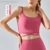 Desginer Als Yoga Aloe Tanks Sports Womens Fixed Chest Cushion Fitness Tank Gathering Bra Cross Strap Top