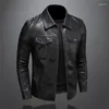 Herrenjacken Motorrad-Lederjacke großer Tasche Schwarzer Reißverschluss Lampe Slim Fit Männlicher Frühling und Herbst Hochwertige PU Coat M-5xl