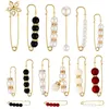 Storage Bags 15Pcs Sweater Clips Heavy Duty Safety Pins Faux White Pearl Brooch Pin Dress Clip Hat Shawl Rhinestone Enamel