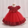 Flickaklänningar Big Bow Tulle Party Baby Girls Dress Toddler Prom paljetter 1: a födelsedag prinsessa för bröllop juldräkter