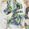 Swimwear femminile Peachtan Bikini nero solido set tre pezzi costume da bagno Donne cazzo di cospirazione per bagno incrociata Girls 240113 drop dhnwa