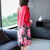 Robes décontractées de votre femme robe rouge de style printemps chinois miyake plissé imprimé noble tempérament mère